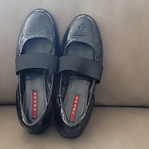 Prada black patent mary jane flats